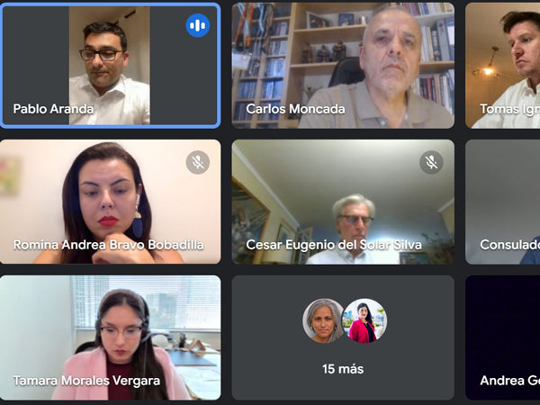 La imagen muestra a Pablo Aranda (arriba, a la izquierda) durante una de las sesiones on line.