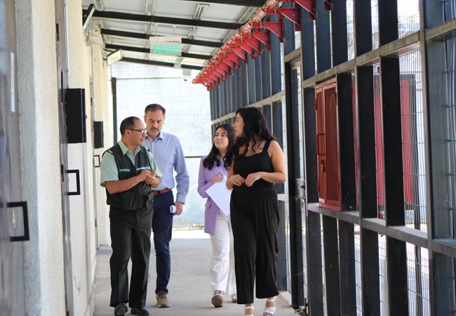 El jefe de Estudios Cristian Rozas, la defensora Javiera Mellado y la alumna en practica Sharon Arteaga ingresando a la sala materno infantil 