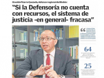 En el reportaje publicado por el diario "El Sur" el Defensor Regional destaca la necesidad de fortalecer el sistema de justicia en su conjunto